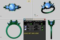 3 stones cushion engagement ring | 3D