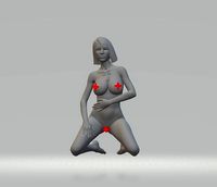 Beautiful girl kneeling for 3d print STL | 3D