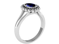 Oval Sapphire Milgrain Ring 1194 | 3D