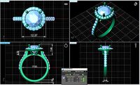 round halo engagement ring  | 3D
