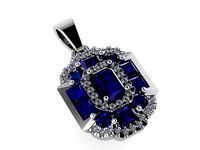 Custom Emerald Sapphire Pendant 1178 | 3D