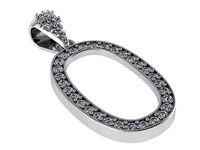 Oval Frame Diamond Pendant 0903 | 3D
