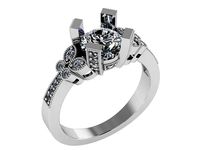 Round Diamond Milgrain Ring 1164 | 3D