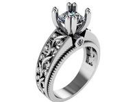Double Prong Filigree Ring 0834 | 3D