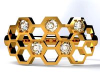 Honeycomb curved with diamonds | 3D
