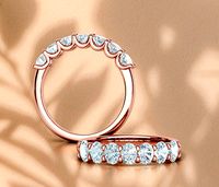 Oval Stone 7-stone Diamond Eternity Ring 4x3 Oval Diamonds  | 3D