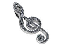 Treble Clef Diamond Pendant 1127 | 3D