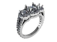 3-Stone Round Halo Ring 1121 | 3D