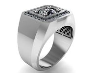 Round Diamond Signet Ring 1106 | 3D