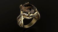 Smokey gemstone women ring | 3D