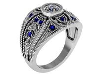 Round Diamond Milgrain Ring 0758 | 3D