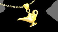 Jin lamp Pendant jewelry Gold | 3D