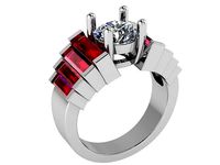 Round Cut Diamond And Ruby Ring 1057 | 3D
