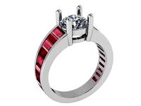 Round Diamond and Ruby Ring 1056 | 3D