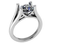 Solitaire Diamond Split Shank Style Ring 1019 | 3D