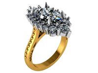 Marquise Halo Diamond Ring 1012 | 3D