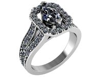 Marquise Cut Emerald Halo Diamond Ring 1003 | 3D