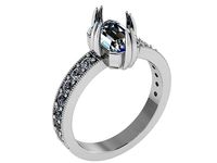 Emerald Cut Milgrain Ring 0729 | 3D