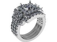Princess Cut Diamond Wide Ring 0707 | 3D