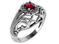 Emerald Halo Openwork Ring 0595 | 3D