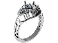 Round Diamond Openwork Ring 0681 | 3D