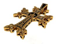 Enamel Inlay Milgrain Cross Pendant 0528 | 3D