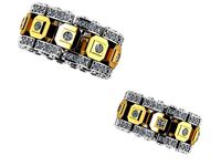 Diamond Square Detail Wide Ring 0512 | 3D