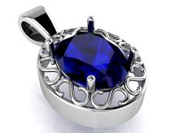 Oval Sapphire Openwork Pendant 0643 | 3D
