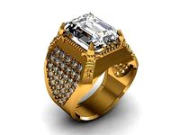 EMERALD STONE MEN RING | 3D