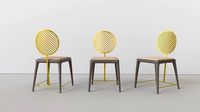 Satin Brass Fan Chair with Oval Backrest by Frank Chou