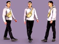 Guy in Lilac Hoodie Is Walking