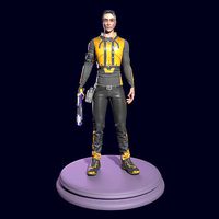 Sci-fi stylized character with plasma pistol
