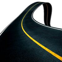 Editable winding asphalt two lane road with markings 04