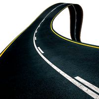 Editable winding asphalt two lane road with markings 03