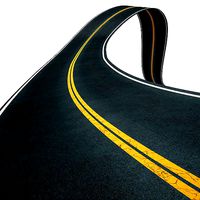Editable winding asphalt two lane road with markings 01