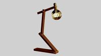 Wooden Study Table lamp 3d Model