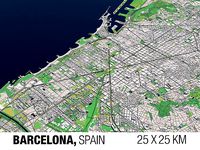 Barcelona Spain 25x25km 3D City Map