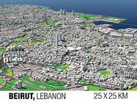 Beirut Lebanon 25x25km 3D City Map