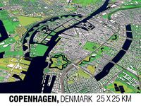 Copenhagen Denmark 25x25km 3D City Map