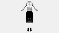 Frill Edge Retro Top Pencil Skirt Shoes Outfit