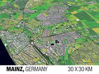 Mainz Germany 30x30km City Map