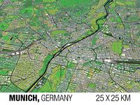 Munich Germany 25x25km City Map