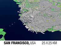 San Francisco California USA 25x25km City Map