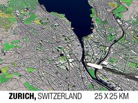 Zurich 25x25km City Map Model