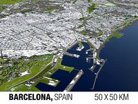 Barcelona 50x50km City Map Model