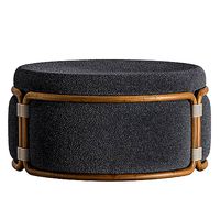 ROTIN Round fabric garden pouf