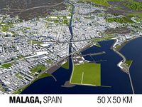 Malaga 50x50km 3D City Map