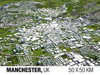 Manchester 50x50km 3D City Map