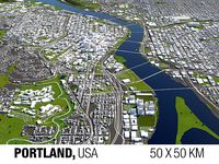 Portland 50x50km 3D City Map