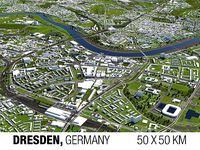 Dresden Germany 50x50km 3D City Map